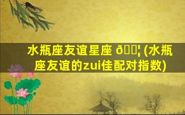 水瓶座友谊星座 🐦 (水瓶座友谊的zui
佳配对指数)